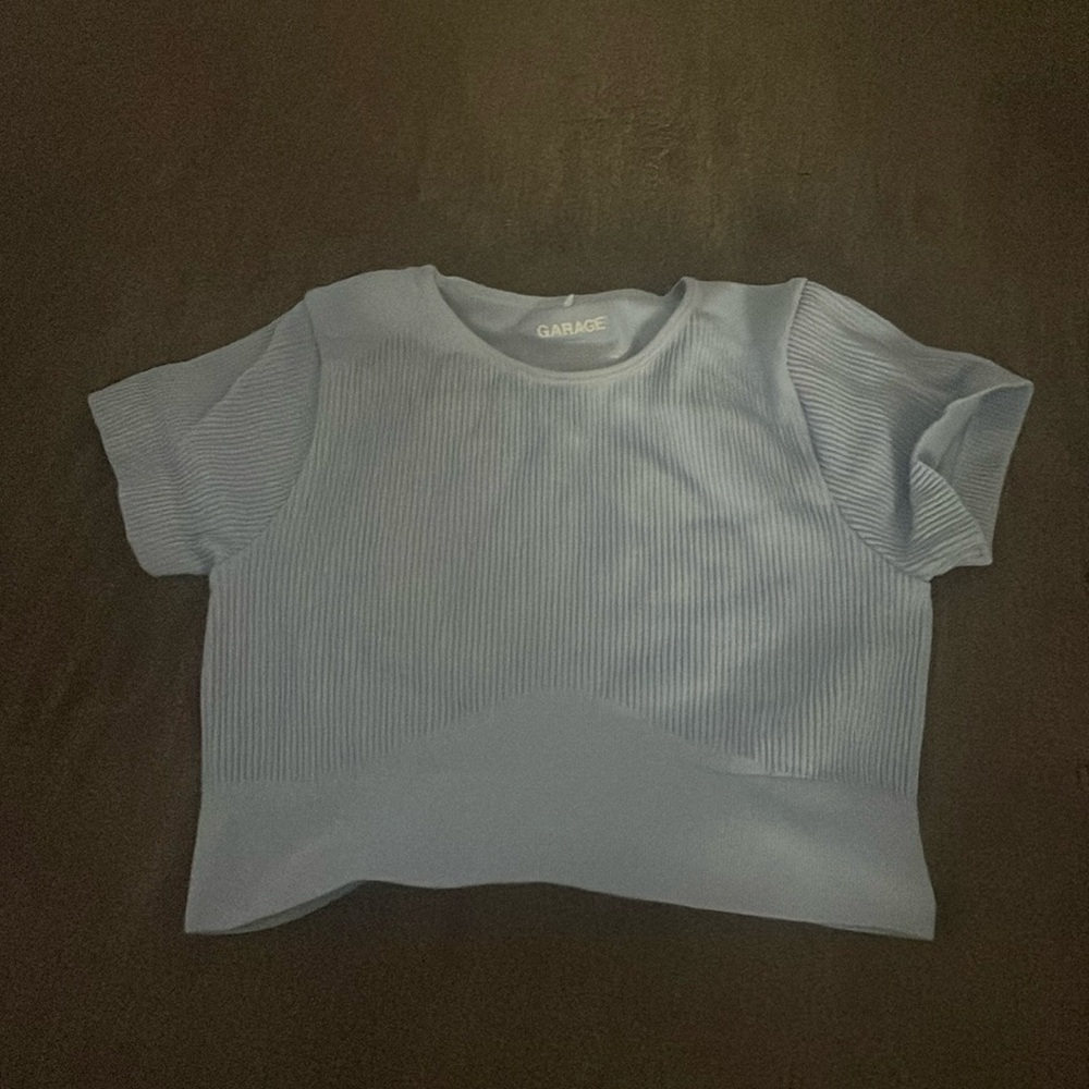 Light Blue fitted cropped top